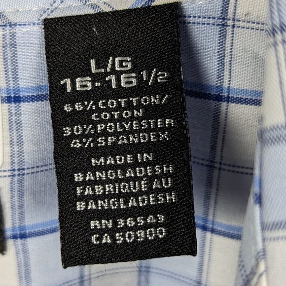 Van‎ Heusen* Men's Long Sleeve Button Down Curved Hem Chest Pocket Shirt~ Large - Picture 3 of 11